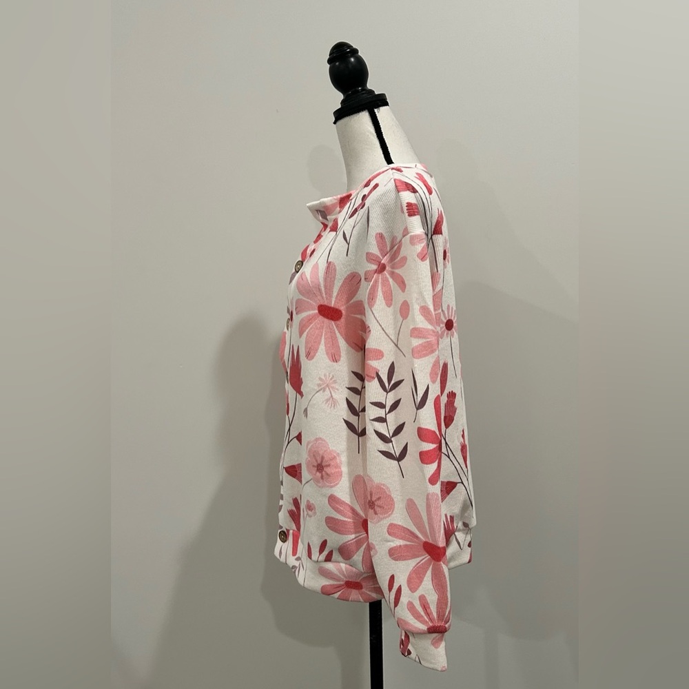 Floral Ribbed Cardigan - Picture 2 of 3
